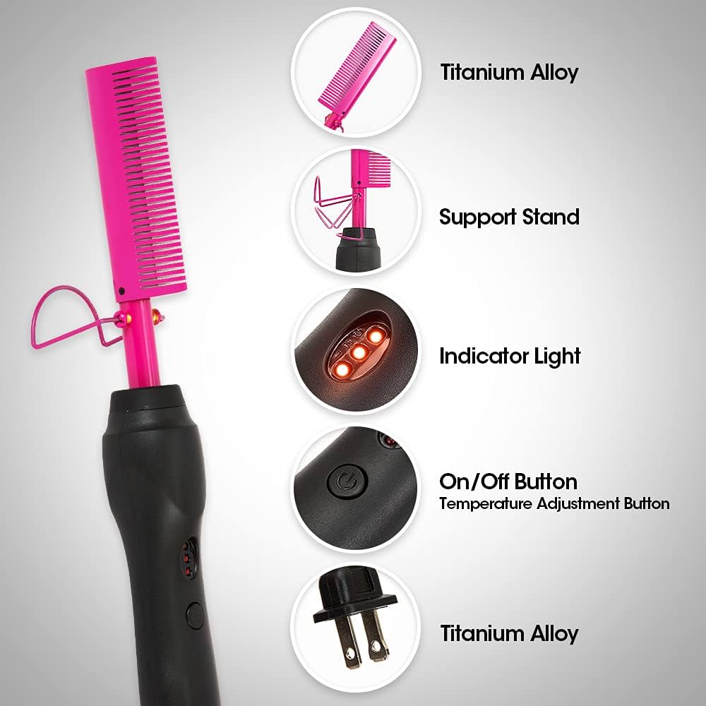 Leeons Black Hot Comb: Versatile Electric Hair Styler for Straightening & Curling - MAGNET MARKET