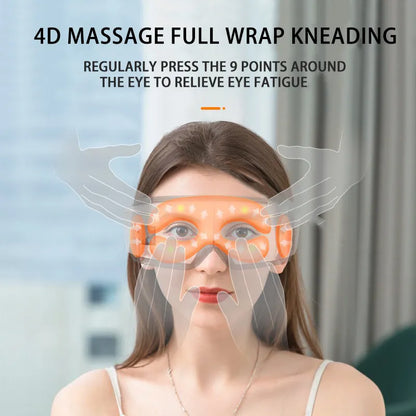 Eye Massager 4D Smart Airbag Vibration Eye Care Instrument Hot Compress Bluetooth Eye Massage Glasses Fatigue Pouch & Wrinkle