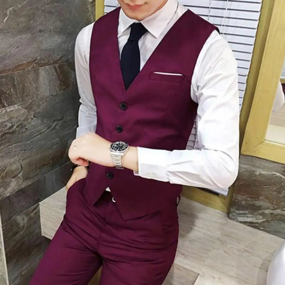 Man Business Vests Suit Single-breasted Slim-fit Non-shrink Polyester 2021 Men Skin-friendly Formal Vest for Business Shirt Hot - MAGNET MARKET