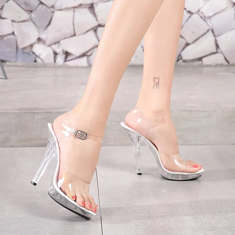 Crystal Show Stripper Heels Clear Shoes Women 2020 Platforms High Heels Sandals Female Transparent Sexy Wedding Shoes Slipper