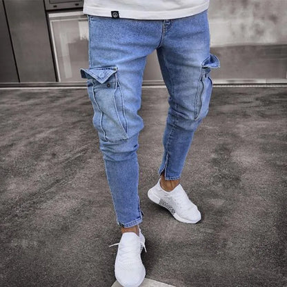 Autumn Men Jeans Casual Pants 2021 New Fashion Frayed Slim Fit Long Denim Pants Hole Jeans