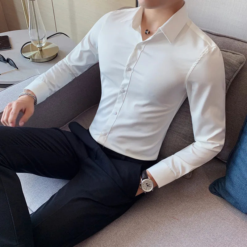 Camisas De Hombre Long Sleeve Shirts For Men Clothing 2023 Business Formal Wear Camisa Social Masculina Slim Fit Chemise Homme