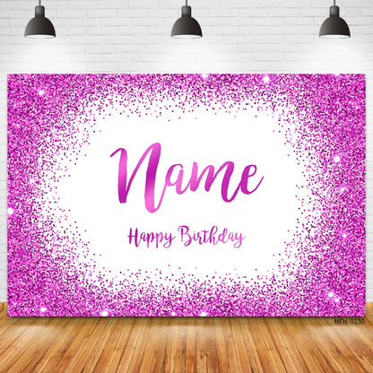 Custom Name Age Glitter Silver Black Backdrops Birthday Party Gold Dots Banner Photo Studio Backgrounds Happy Sweet Photocall