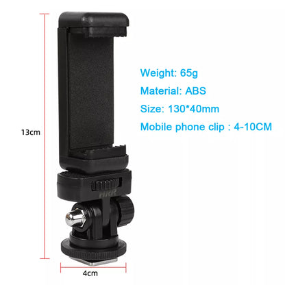 Camera Hot Shoe Phone Holder Monitor Flexible Tripod Adapter w Cold Shoe Mount for iPhone Samsung Canon Nikon Sony DSLR Camera