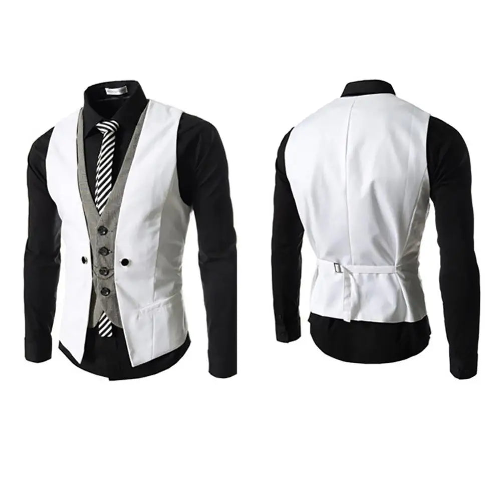 Men Waistcoat V Neck Single-breasted Slim Fit Mens Suit Vest Gilet Homme Casual Sleeveless Formal Business Jacket chaleco hombre - MAGNET MARKET