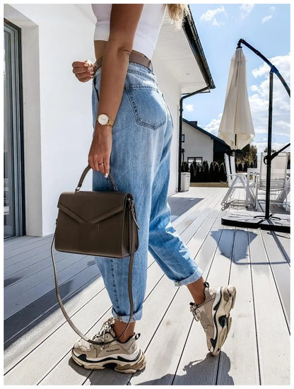 Jean Woman Mom Jeans Pants Boyfriend Jeans for Women with High Waist Leisure Trousers Ladies Jeans Denim