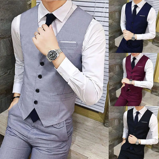 Man Business Vests Suit Single-breasted Slim-fit Non-shrink Polyester 2021 Men Skin-friendly Formal Vest for Business Shirt Hot - MAGNET MARKET