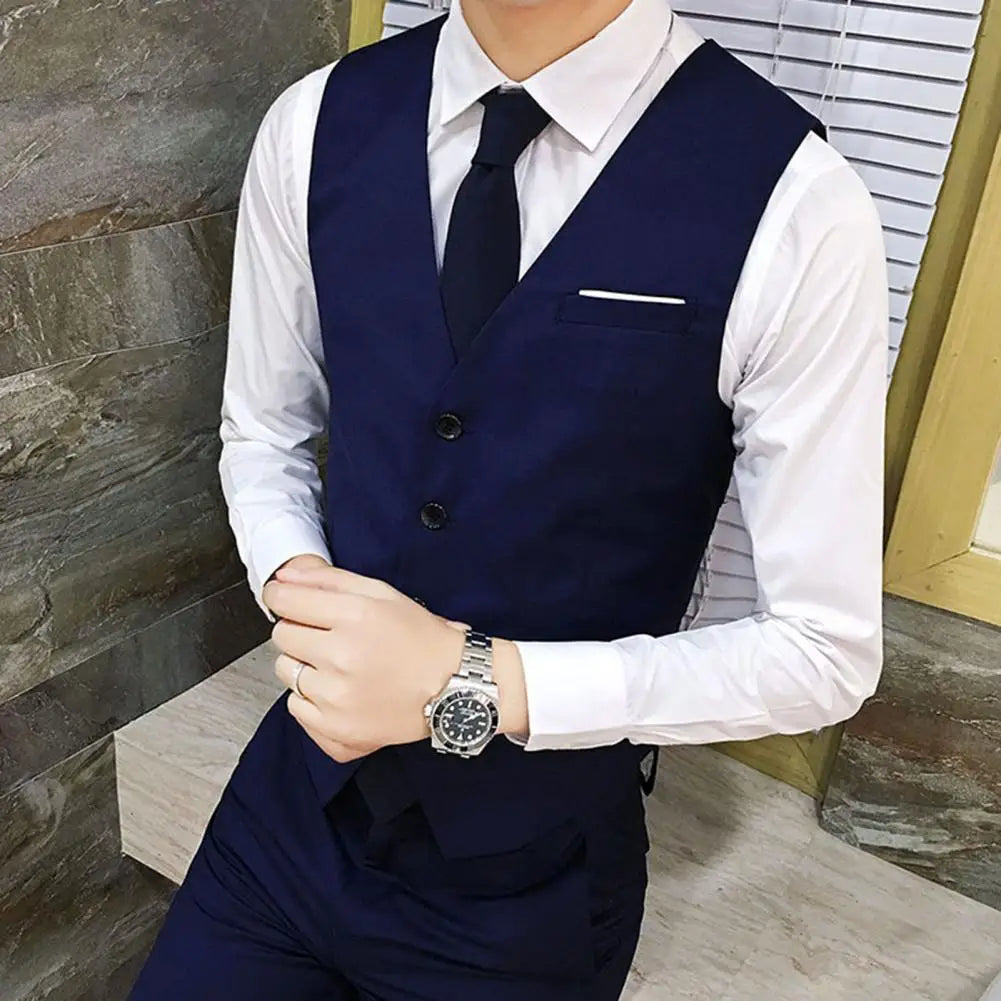 Man Business Vests Suit Single-breasted Slim-fit Non-shrink Polyester 2021 Men Skin-friendly Formal Vest for Business Shirt Hot - MAGNET MARKET