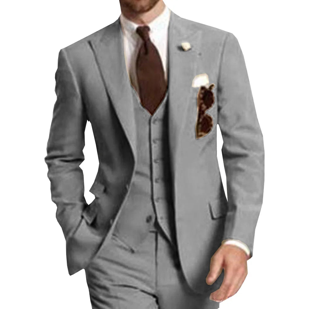 Champagne 3 Piece Business Party Best Men Suits Peaked Lapel Two Button Custom Made Wedding Groom Tuxedos 2020 Jacket Pants Vest - MAGNET MARKET