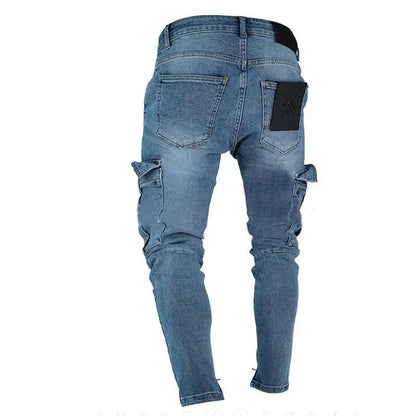 Autumn Men Jeans Casual Pants 2021 New Fashion Frayed Slim Fit Long Denim Pants Hole Jeans