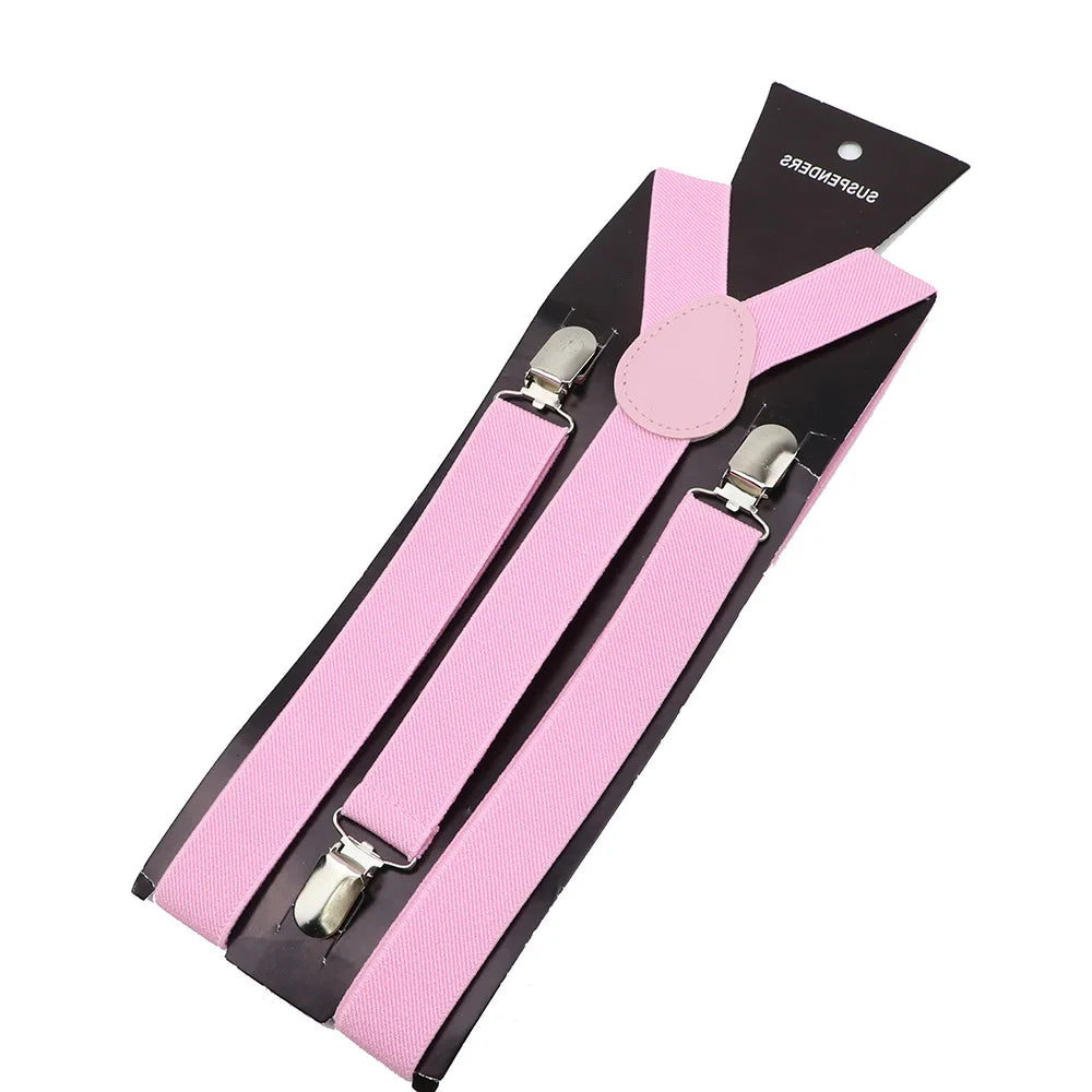 Solid Color Unisex Suspenders Clip-on Buckle Men Straps Adjustable Elastic Y-Back Braces For Wedding Suit Skirt Accessories Gift - MAGNET MARKET