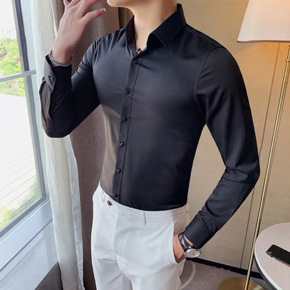 Camisas De Hombre Long Sleeve Shirts For Men Clothing 2023 Business Formal Wear Camisa Social Masculina Slim Fit Chemise Homme