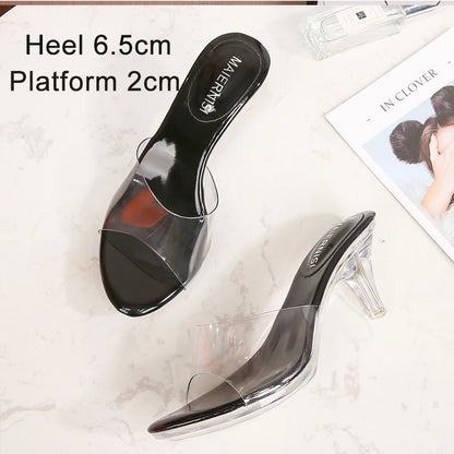 Crystal Show Stripper Heels Clear Shoes Women 2020 Platforms High Heels Sandals Female Transparent Sexy Wedding Shoes Slipper