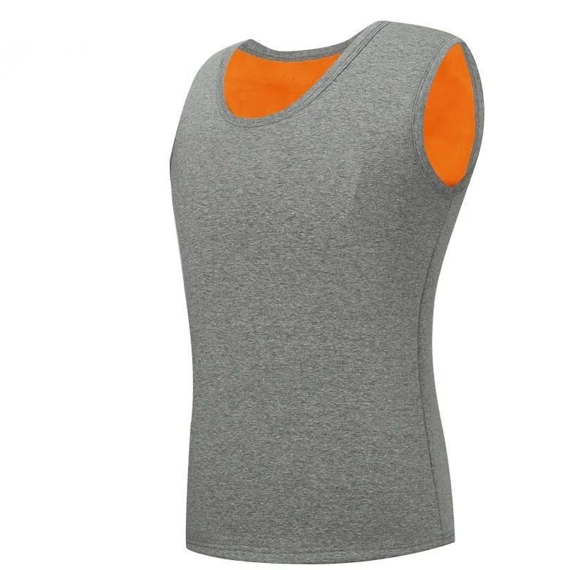 Autumn Winter Warm Fleece Tank Top Undershirt Men Fitness Sleeveless Thicken Tees Work Wear Plain T Shirt High Quality Cotton