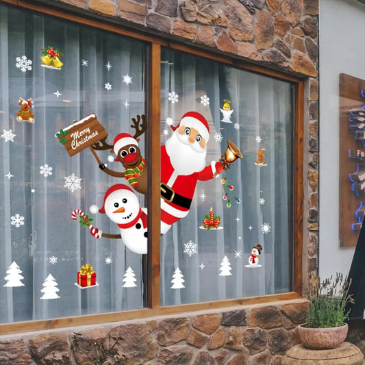 Christmas Wall Window Stickers Marry Christmas Decoration For Home 2023 Christmas Ornaments Xmas Navidad Gift New Year 2024