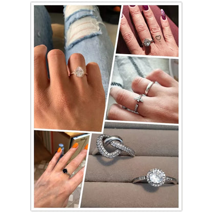 925 Sterling Silver Rings For Women Original Crown Heart Wishbone Engagement Wedding Rose Gold Crystal Ring Luxury Jewelry