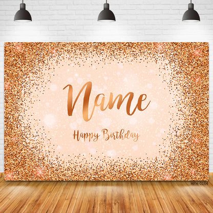 Custom Name Age Glitter Silver Black Backdrops Birthday Party Gold Dots Banner Photo Studio Backgrounds Happy Sweet Photocall