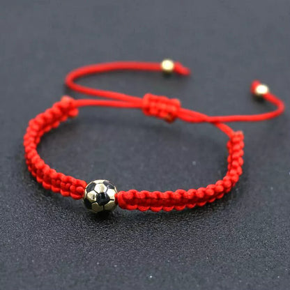 Handcrafted Gold Color Ball Football Charm Braid Bracelets Men Women Red Thread Bracelet Girls Boy Kids Lovers' Lucky Gift