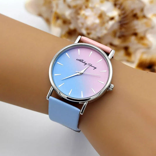 New Ladies Casual Gradient Ramp Clock 2 Color Watchstrap Luxury Women Watches Female Quartz Wristwatches Feminino Zegarek Damski