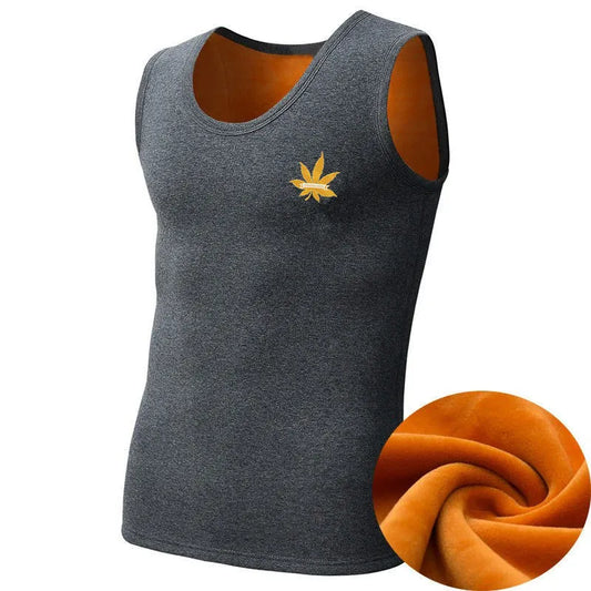 Autumn Winter Warm Fleece Tank Top Undershirt Men Fitness Sleeveless Thicken Tees Work Wear Plain T Shirt High Quality Cotton