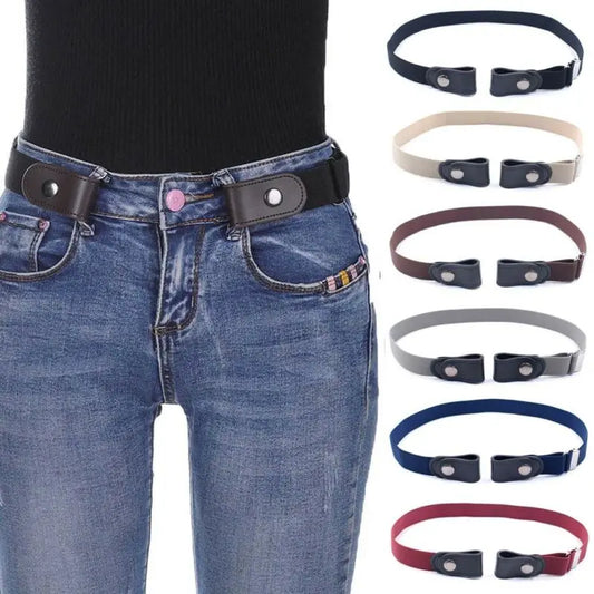 Mens Women's Buckle-Free Elastic Belts Invisible Belt for Jeans No Bulge Hassle Band