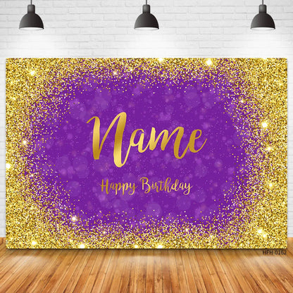 Custom Name Age Glitter Silver Black Backdrops Birthday Party Gold Dots Banner Photo Studio Backgrounds Happy Sweet Photocall