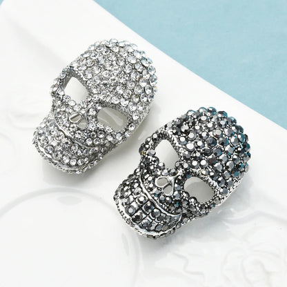 Wuli&baby Sparkling Rhinestone Skull Brooches For Women Unisex 2-color Punk Style Casual Party Brooch Pin Gifts