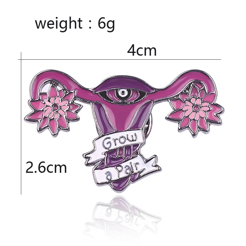 Uterus Feminist Grow Pins Enamel Brooches for Women Lapel pin Metal Badge Collar Jewelry Gifts For Doctor Nurse