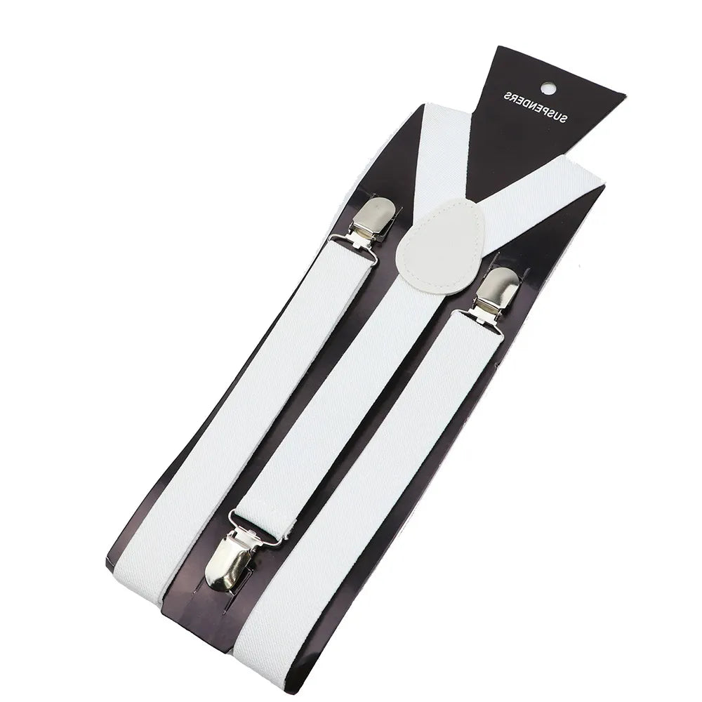 Solid Color Unisex Suspenders Clip-on Buckle Men Straps Adjustable Elastic Y-Back Braces For Wedding Suit Skirt Accessories Gift - MAGNET MARKET