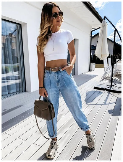 Jean Woman Mom Jeans Pants Boyfriend Jeans for Women with High Waist Leisure Trousers Ladies Jeans Denim