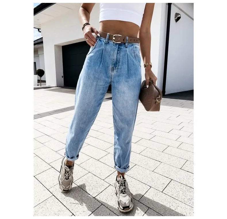 Jean Woman Mom Jeans Pants Boyfriend Jeans for Women with High Waist Leisure Trousers Ladies Jeans Denim