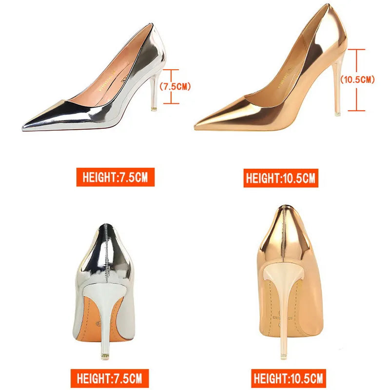 BIGTREE Shoes Woman Pumps Patent Leather High Heels Shoes Women Basic Pump Wedding Shoes Female Stiletto Women Heel Plus Size 43