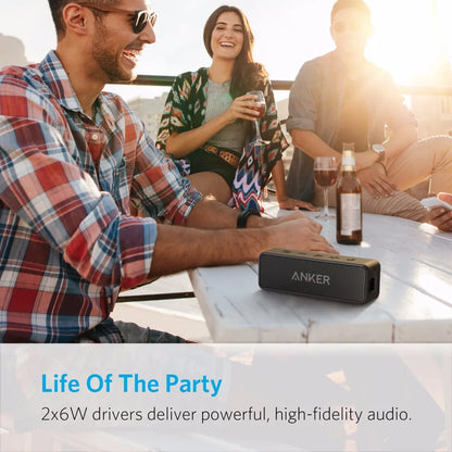 Anker Soundcore 2 Portable Wireless Bluetooth Speaker Better Bass 24-Hour Playtime 66ft Bluetooth Range IPX7 Water Resistance