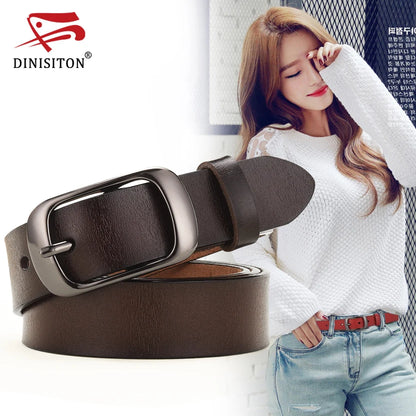 DINISITON New Women Genuine Leather Belt For Female Strap Casual All-match Ladies Adjustable Belts Designer High Quality Brand