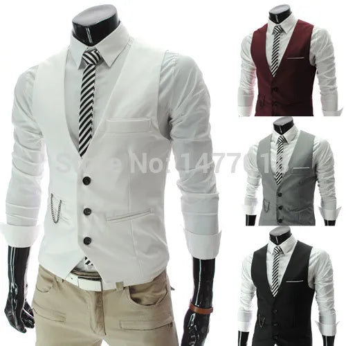 2023 New Arrival Dress Vests For Men Slim Fit Mens Suit Vest Male Waistcoat Gilet Homme Casual Sleeveless Formal Business Jacket - MAGNET MARKET