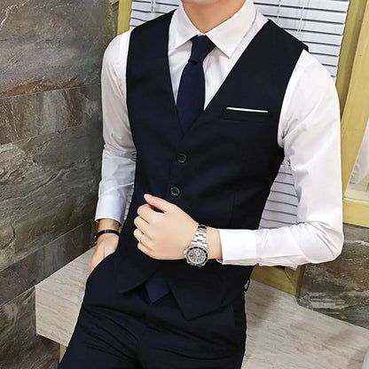 Man Business Vests Suit Single-breasted Slim-fit Non-shrink Polyester 2021 Men Skin-friendly Formal Vest for Business Shirt Hot - MAGNET MARKET