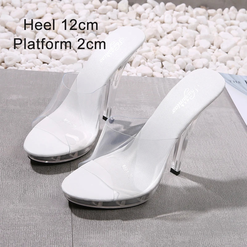 Crystal Show Stripper Heels Clear Shoes Women 2020 Platforms High Heels Sandals Female Transparent Sexy Wedding Shoes Slipper