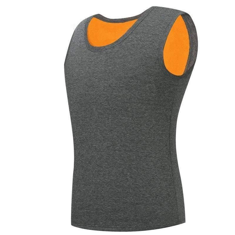 Autumn Winter Warm Fleece Tank Top Undershirt Men Fitness Sleeveless Thicken Tees Work Wear Plain T Shirt High Quality Cotton