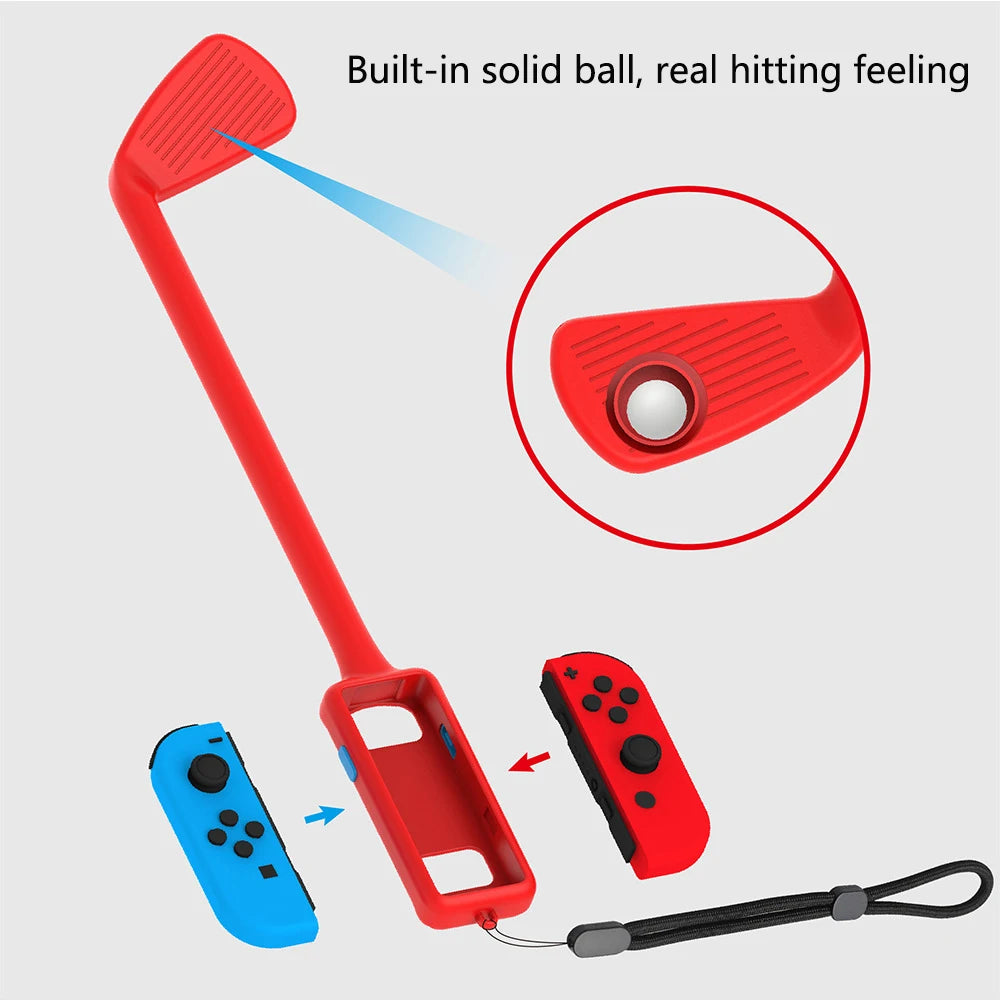 New Golf Clubs for Nintendo Switch OLED Joy-Con Controller for Mario Golf Games Accessories Real Hitting Touch Wrist Strap