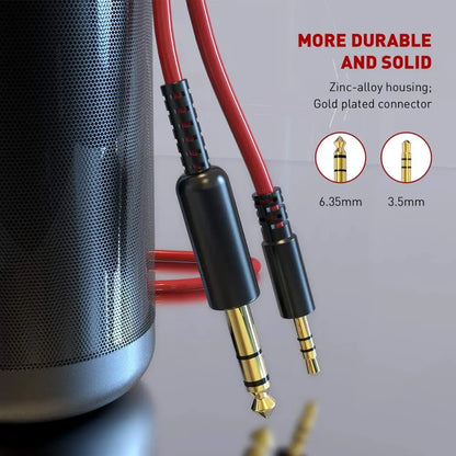 OneOdio 6.35mm to 3.5mm Aux Audio Cable For OneOdio Studio Pro DJ Headphones Headset Music Player Mobile Phone Speaker Earphone