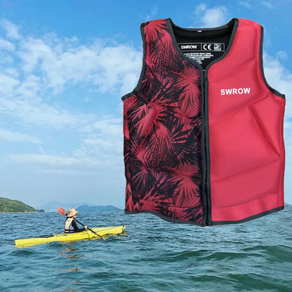 SWROW Life Jacket Fishing Vest Water Sports Kayaking Swimming Surf Drifting Adult Life Jacket Neoprene Safety Vest Rescue Boats