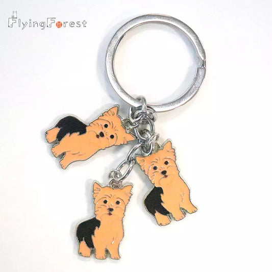 Key Chain Yorkshire Terrier Key Buckle Pet Dogs Alloy Metal Key Ring Pom Gift For Women Girl Bag Charm Keychain Pendant Jewelry