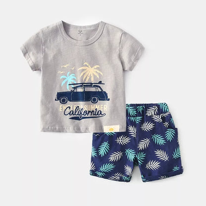 Trendy Comfort: Tksmama Cotton Baby Sets - Sports-inspired T-shirt and Shorts Ensemble