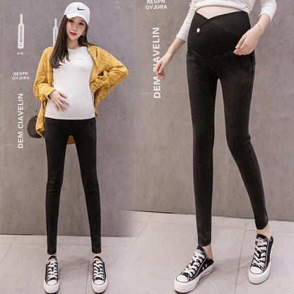 Low Waist Women Maternity Jeans Clothes for Pregnant Women Elastic Thin Pencil Feet Pregnancy Pants Women Denim Skinny Trousers