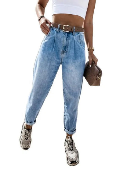 Jean Woman Mom Jeans Pants Boyfriend Jeans for Women with High Waist Leisure Trousers Ladies Jeans Denim