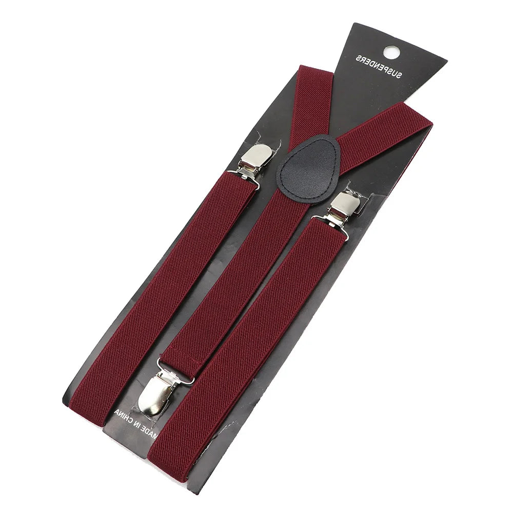 Solid Color Unisex Suspenders Clip-on Buckle Men Straps Adjustable Elastic Y-Back Braces For Wedding Suit Skirt Accessories Gift - MAGNET MARKET