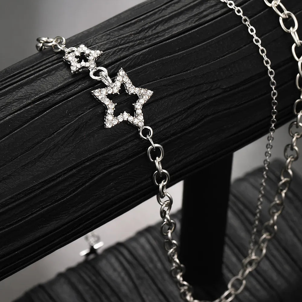 Y2K Star Zircon Pendant Necklace for Women Luxury Sweet Cool Girl Punk Heart Clavicle Chain  2023 New Fashion Jewelry Party Gift