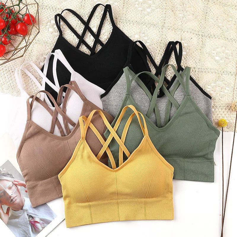 Breathable Women Sport Bra Anti-sweat Fitness Sleep Top Seamless Bra Shockproof Crop Women Push Up Sport Bra Gym Workout