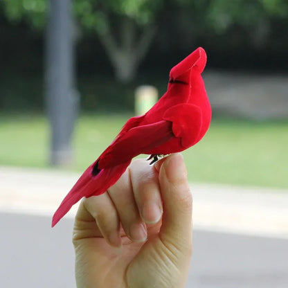 2pcs Simulation Feather Birds with Clips for Garden Lawn Tree Decor Handicraft Red Birds Figurines Christmas Home Decoration