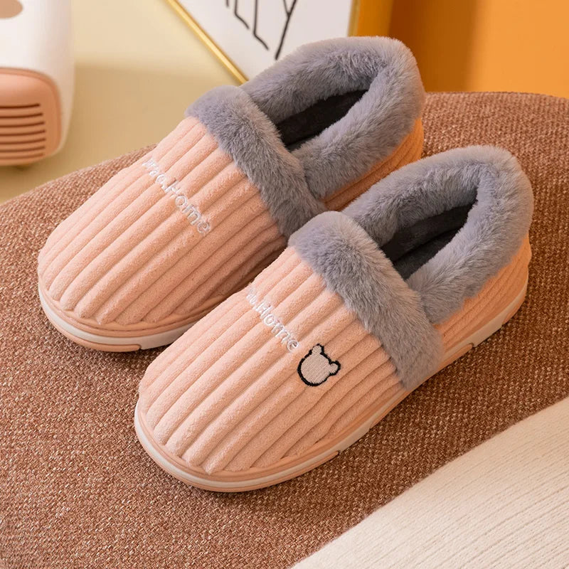 Women Men Couples Home Slippers New Fashion Warm Winter Furry Soft Short Plush Slipper Non Slip Bedroom Slides Indoor Shoes